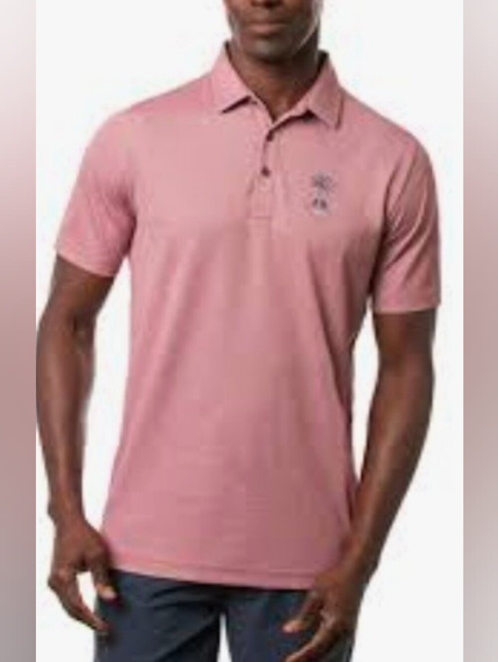 Travis Mathew Polo Shirt Men's Red Short Sleeve Collared Pima Cotton Palm Tree L